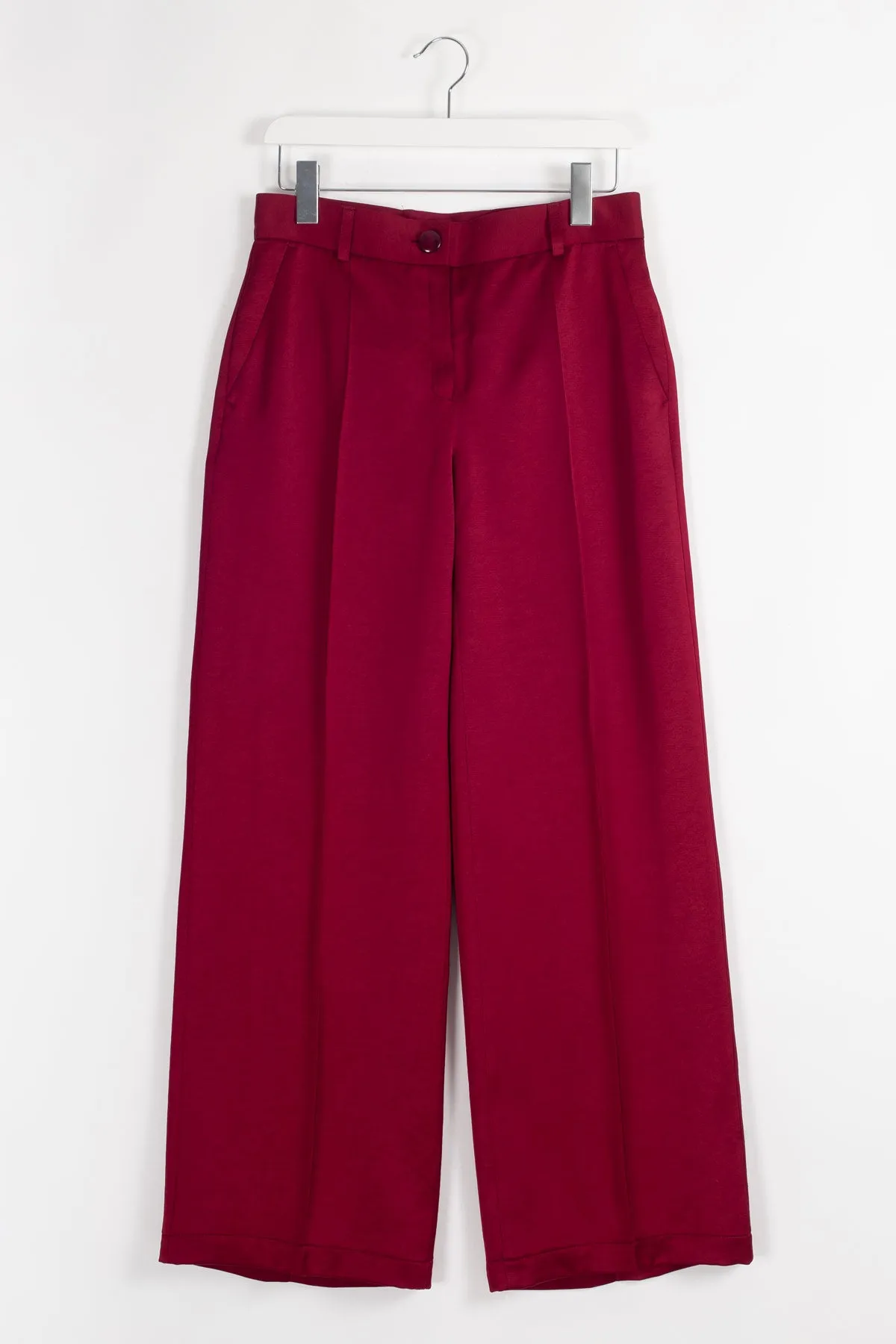 ESMER Viscose Wide-leg Trousers - Burgundy