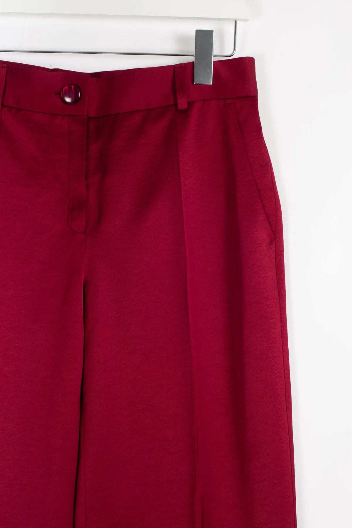 ESMER Viscose Wide-leg Trousers - Burgundy