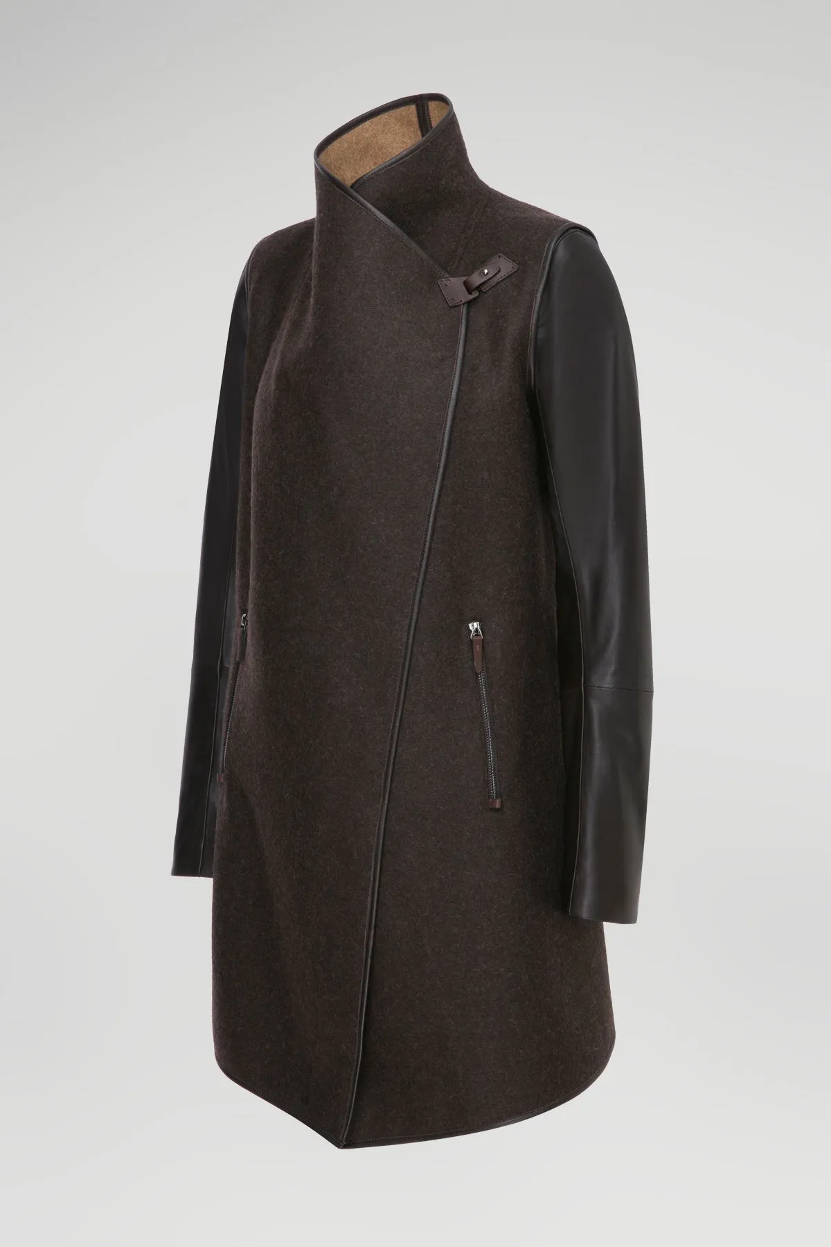 Eva - Brown Beige Wool Coat