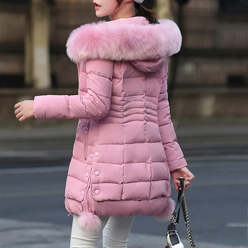 Faux Fur Parkas Women 2021 New Winter Down Cotton Jacket Women Thick Snow Wear Winter Coat Lady Clothing Female Jackets Parkas