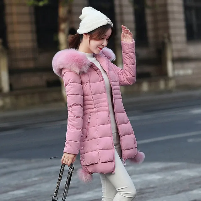 Faux Fur Parkas Women 2021 New Winter Down Cotton Jacket Women Thick Snow Wear Winter Coat Lady Clothing Female Jackets Parkas