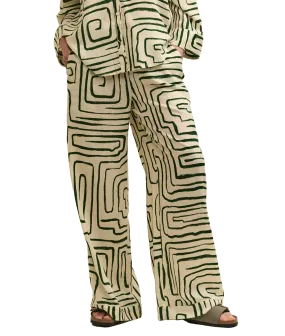 Fearne Cotton Linen-blend Abstract Trousers - Green