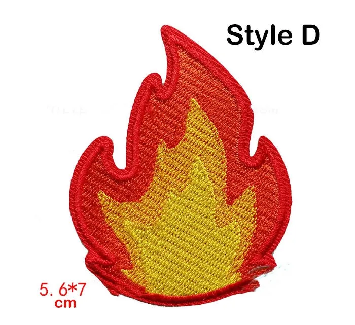 Flame Patch, Fire Patch, Iron On Patch, Embroidered Patch, Applique, Sew On Patch, for Jacket, Backpack, Edge Burn Out,  Camp Fire