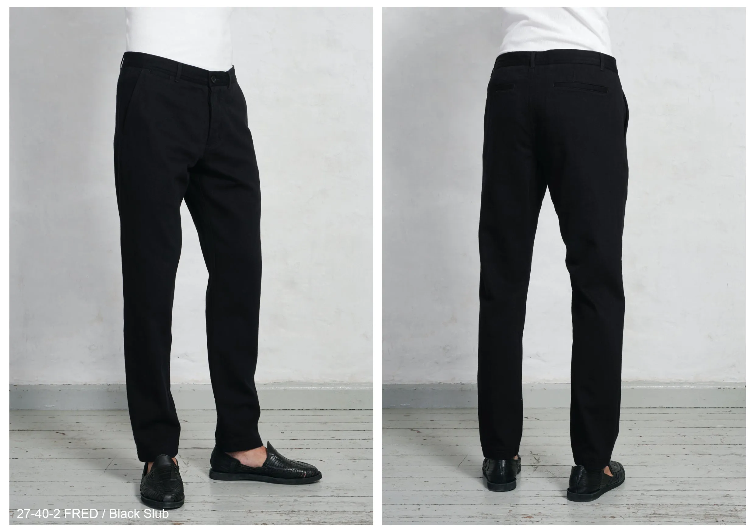 FRED | Regular Cut Work Trousers | Black Slub