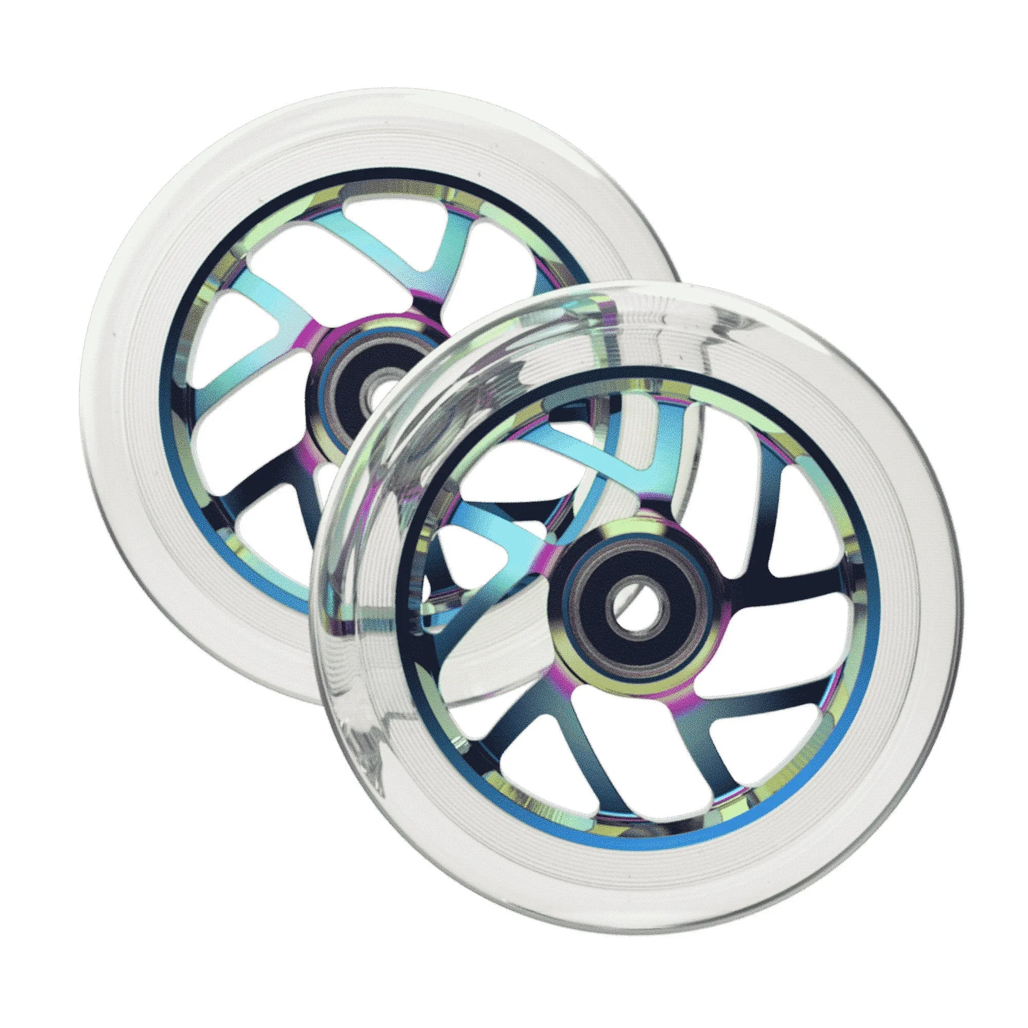 Fuzion Flight Wheels 110mm - Clear/Neochrome Core (Pair)