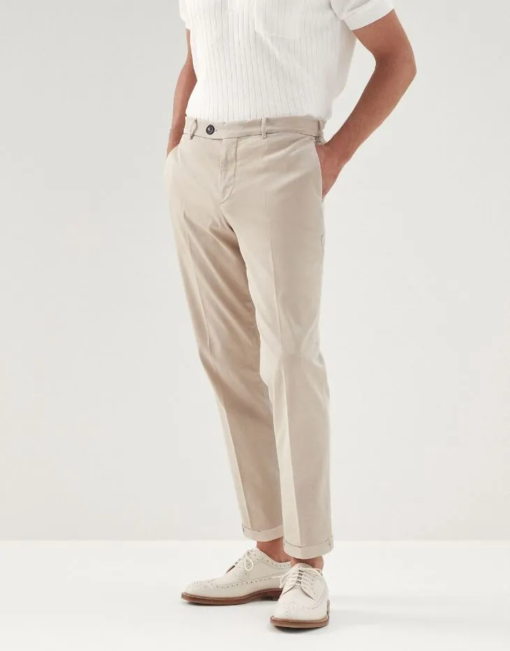 Garment-dyed Italian fit trousers | Beige