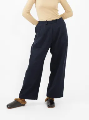 Georgia Wool Trousers Navy & Ecru Pinstripe