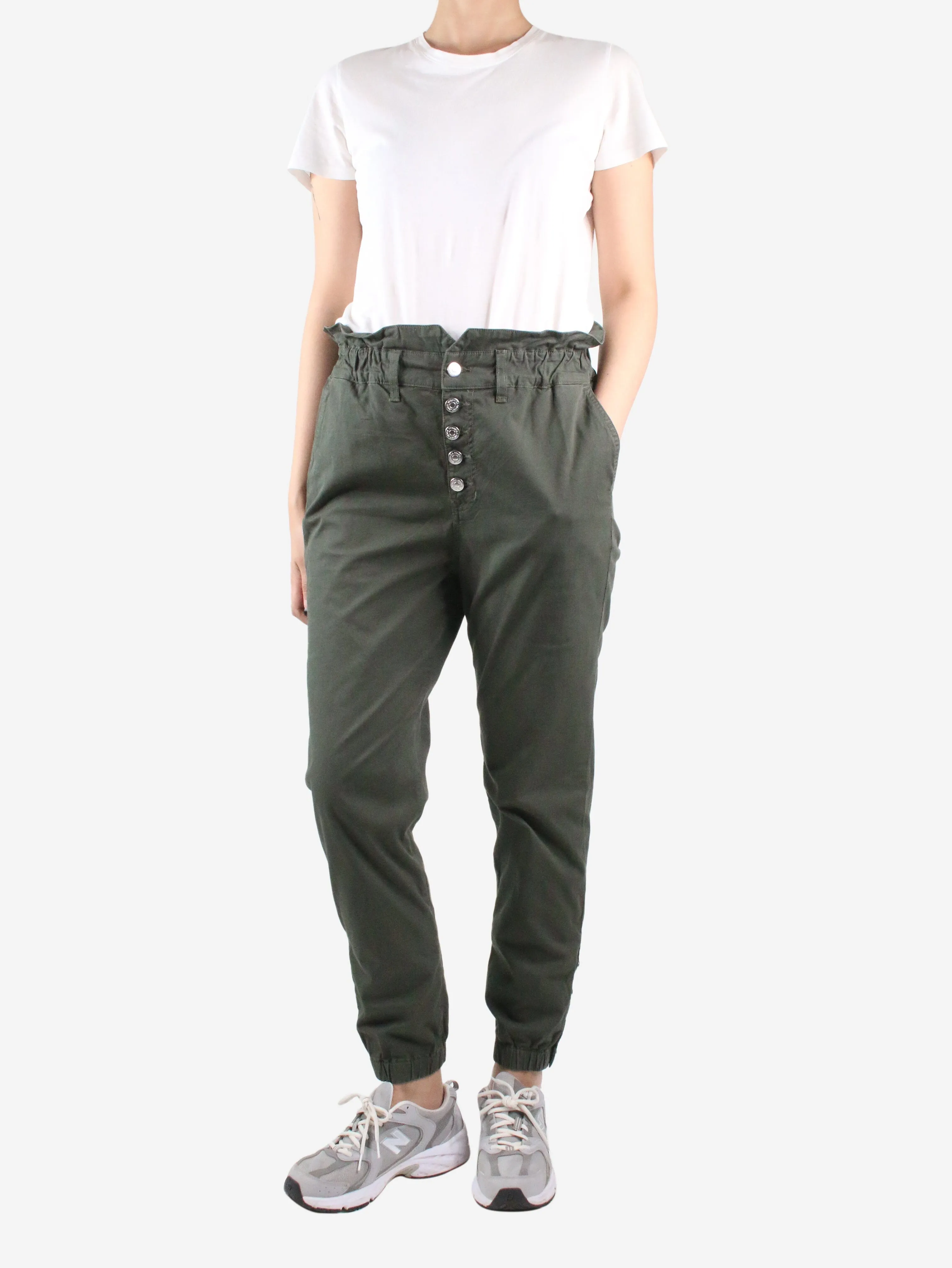 Green high-rise tapered trousers - size UK 12