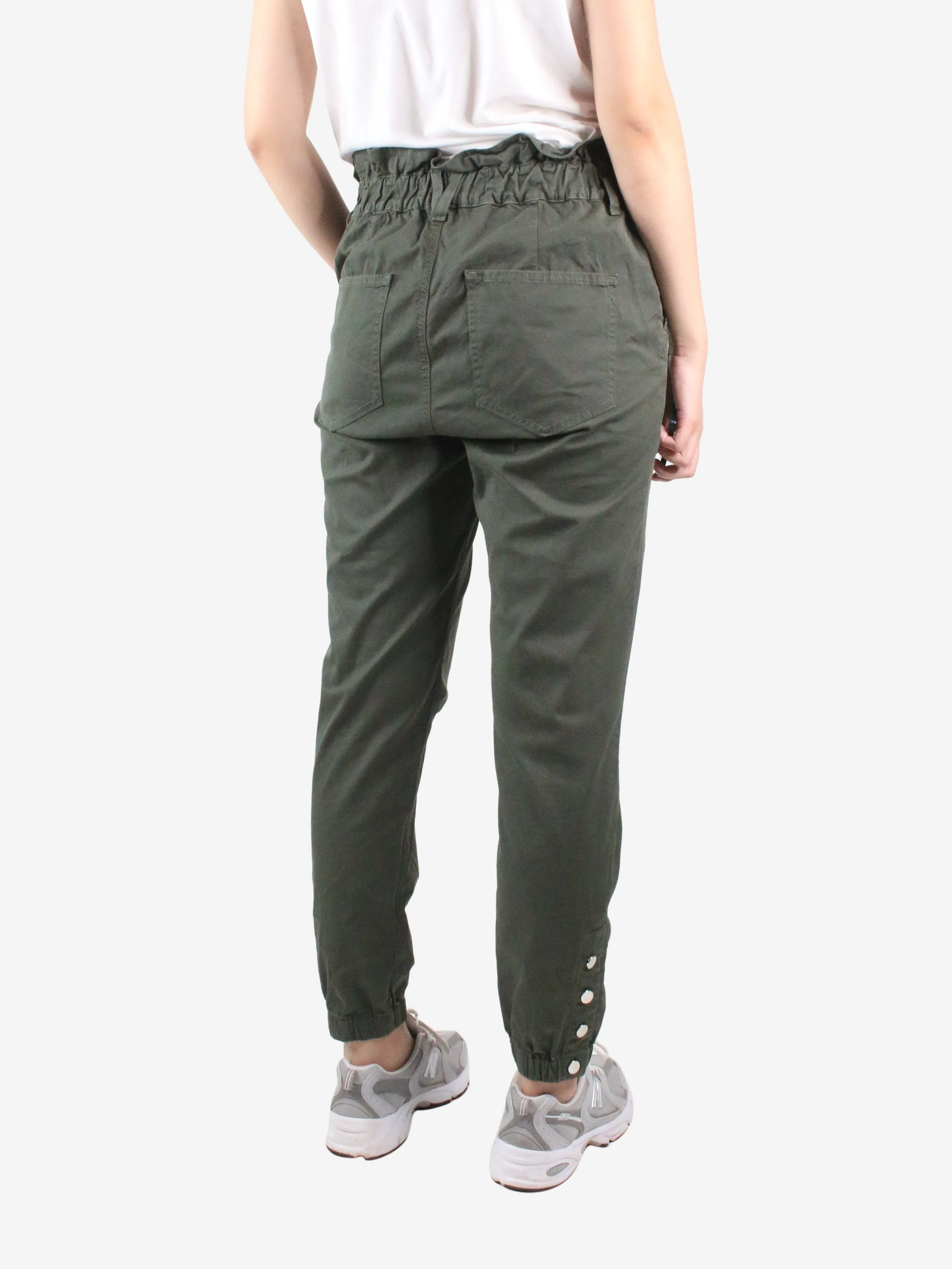 Green high-rise tapered trousers - size UK 12