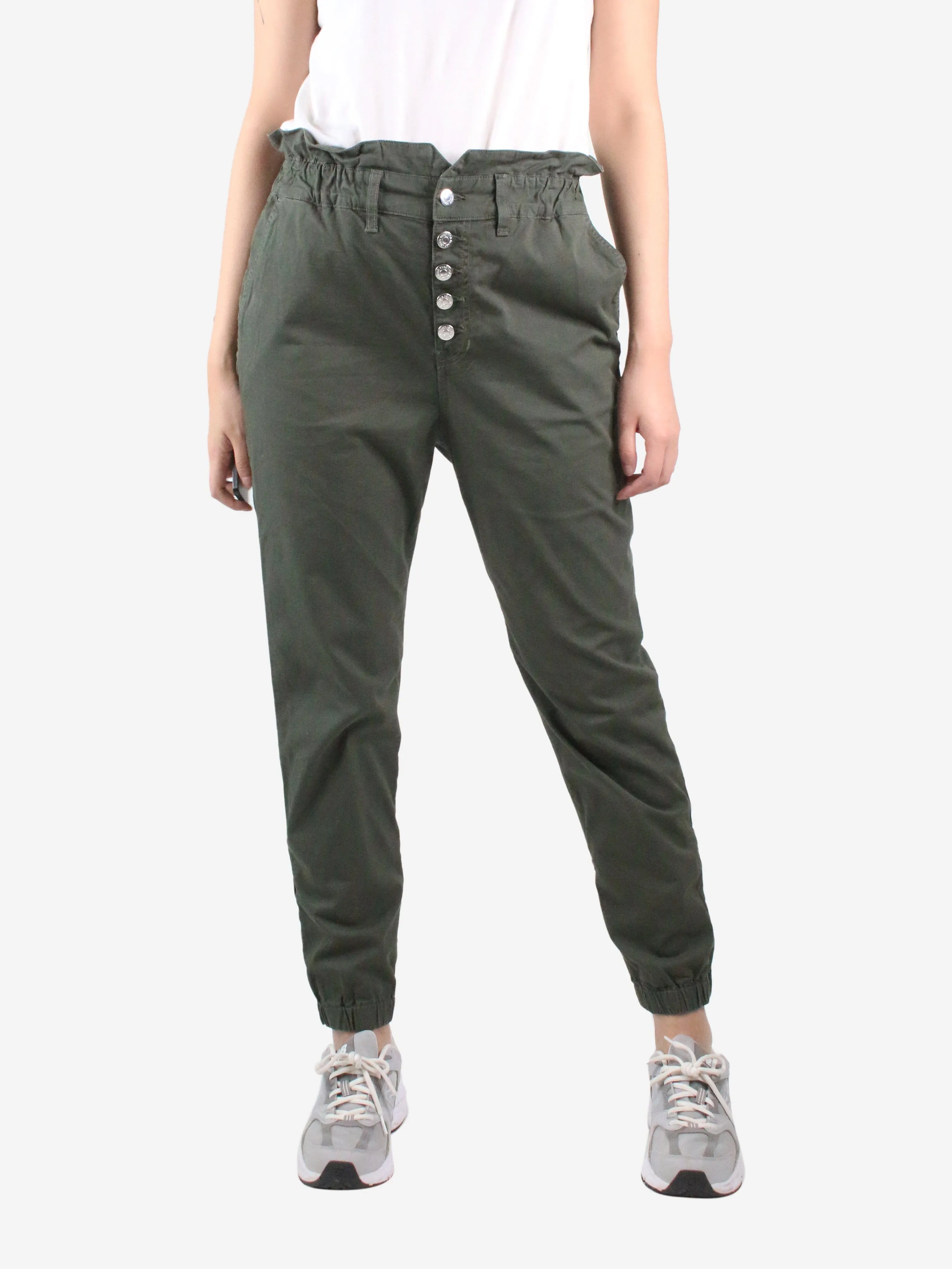 Green high-rise tapered trousers - size UK 12