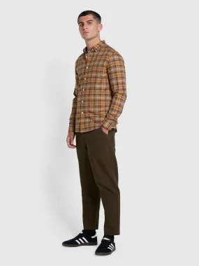 Hawtin Relaxed Tapered Fit Canvas Trousers In Olive Green