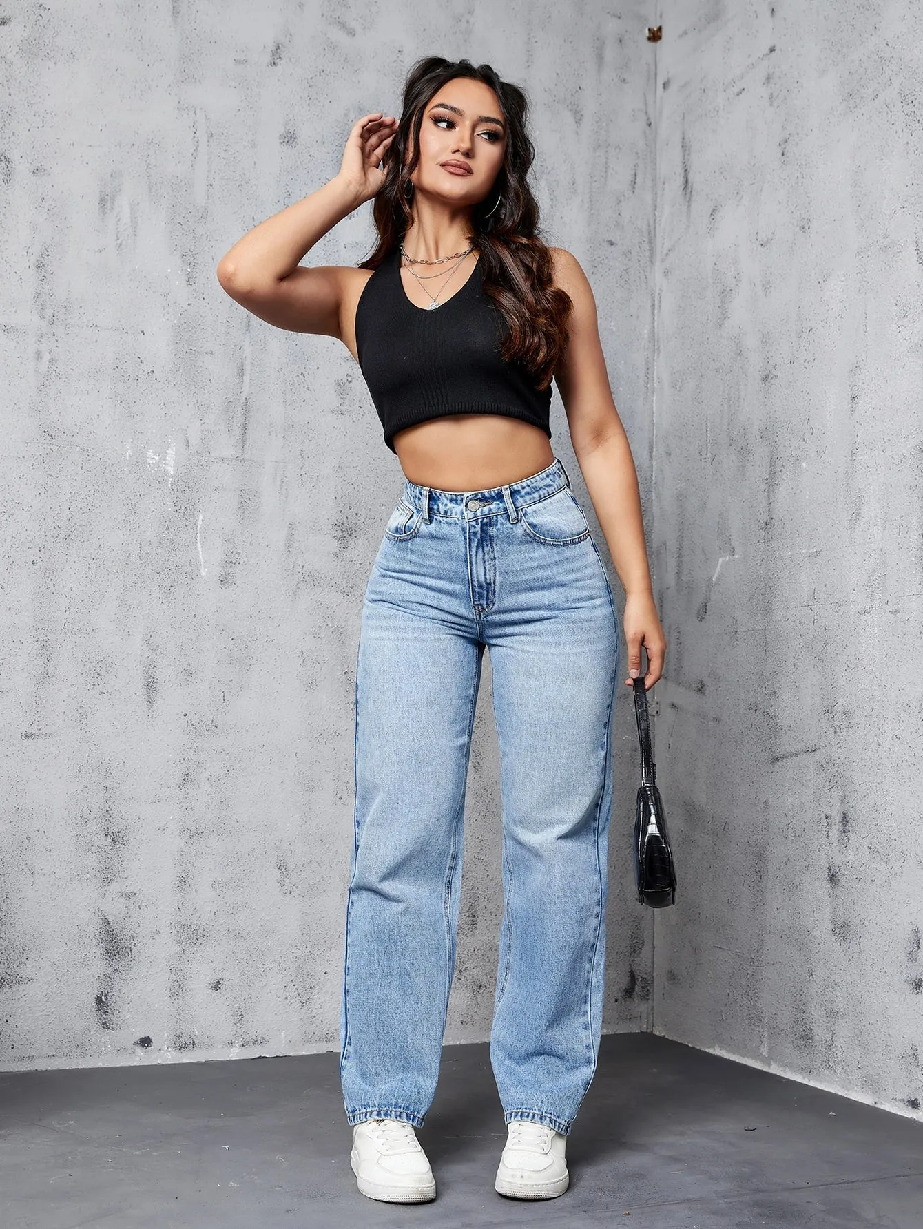 High Rise Straight Leg Jeans