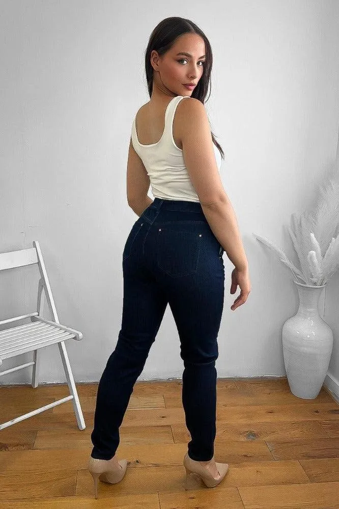 Indigo Cotton Blend Denim Jeans