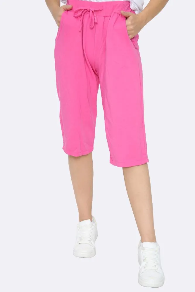 Italian Plain 3/4 Drawstring Pocket Trousers