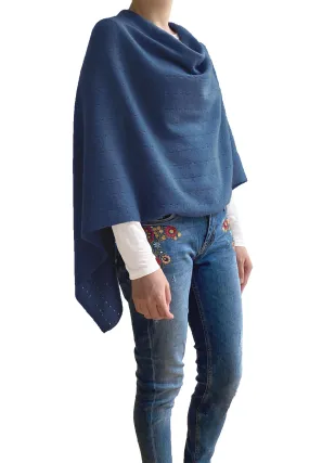 Jeans blue cashmere poncho Multiway