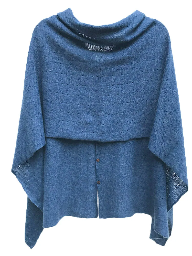 Jeans blue cashmere poncho Multiway