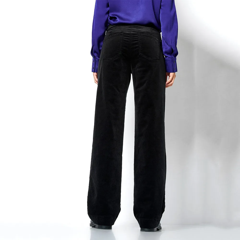 Jenny Black Wide Leg Corduroy Trousers