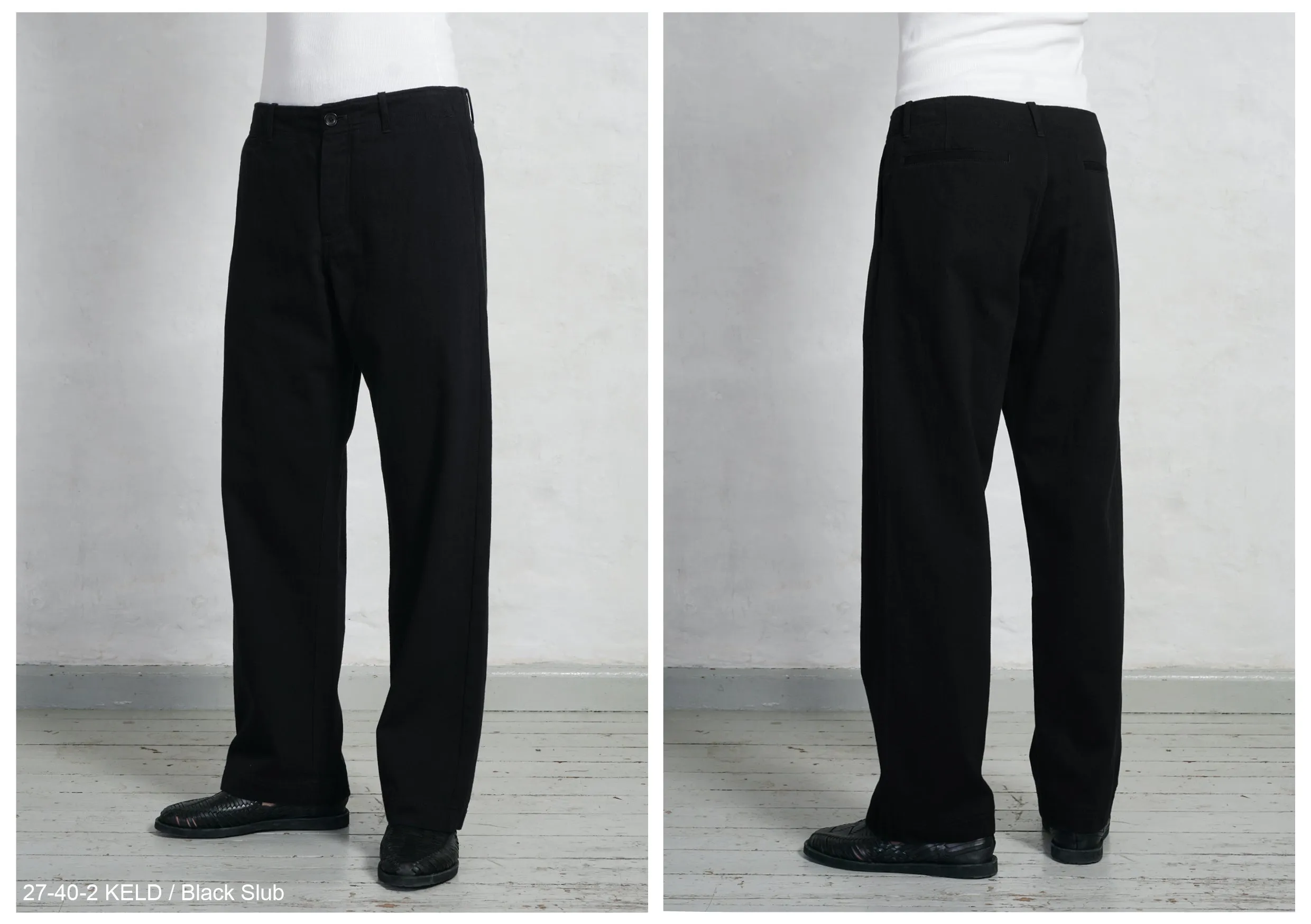 KELD | Straight Legs Work Trousers | Black Slub