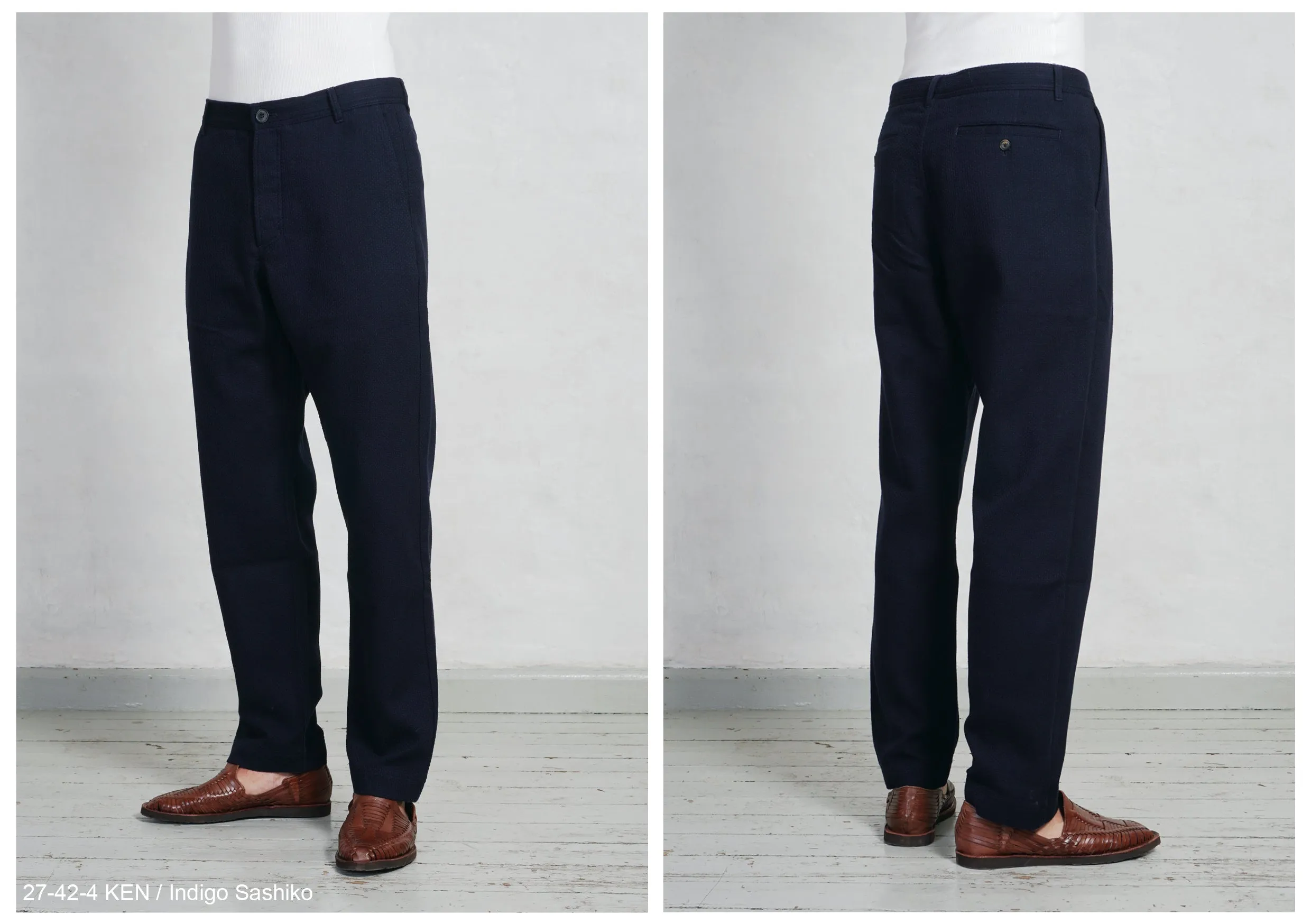 KEN | Wide Cut Trousers | Indigo Sashiko