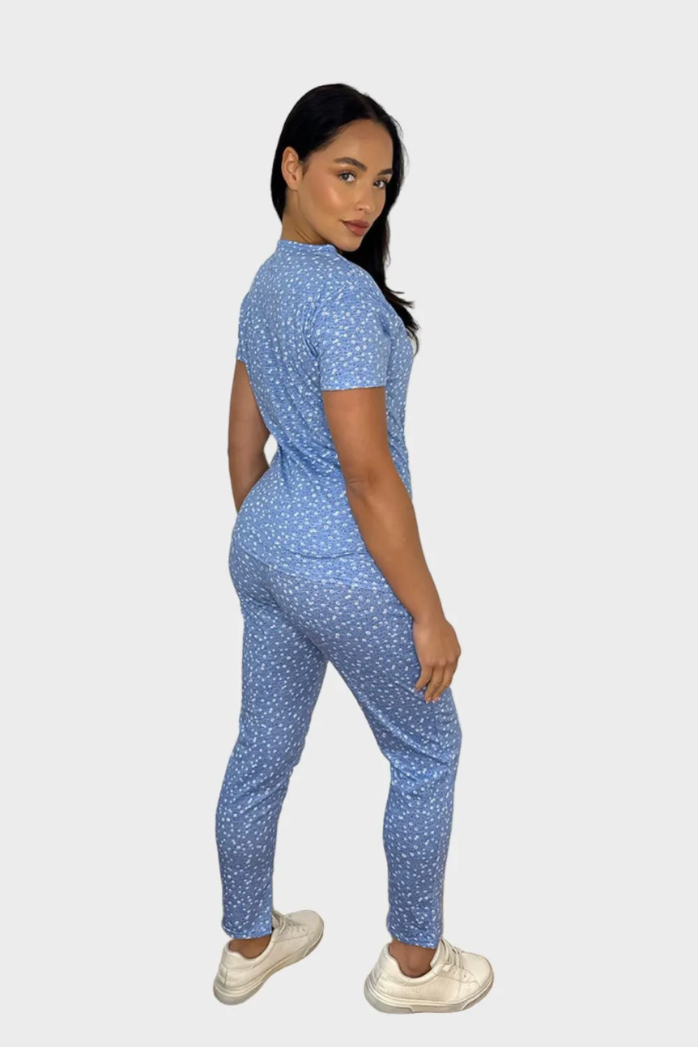 Light Blue Dotted Tee And Trousers Set