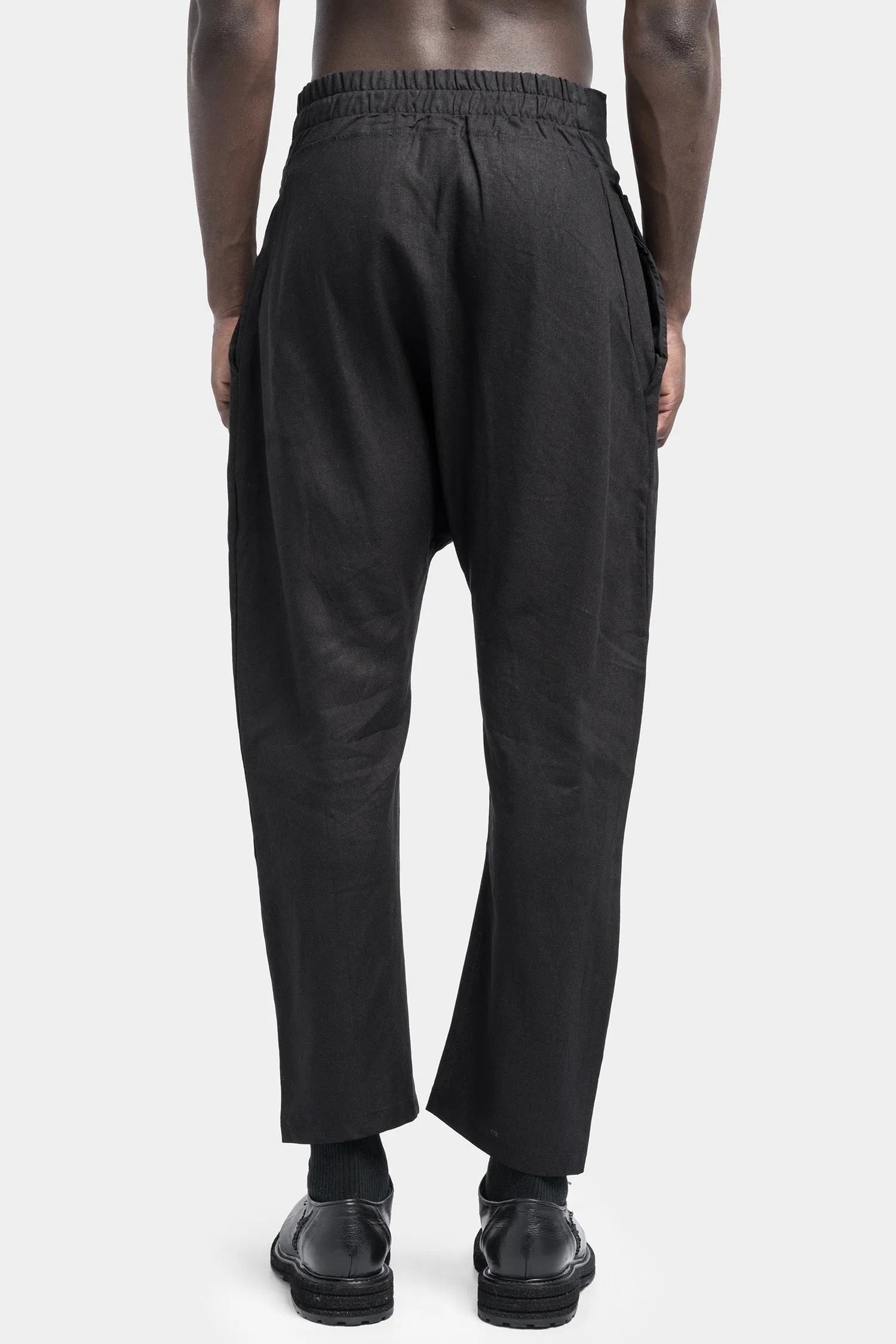 Linen blend cross over trousers