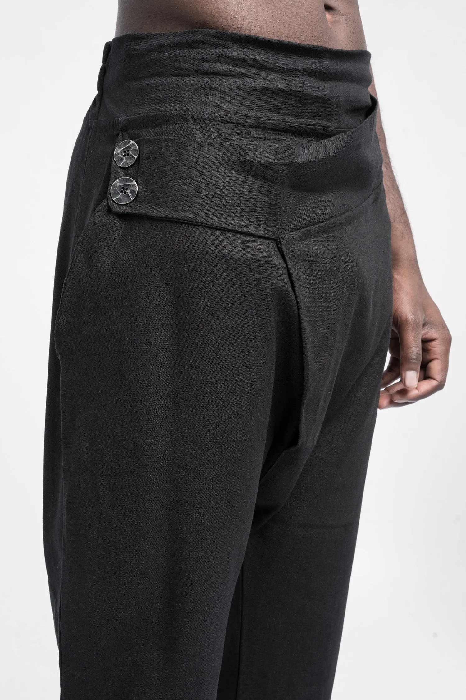 Linen blend cross over trousers