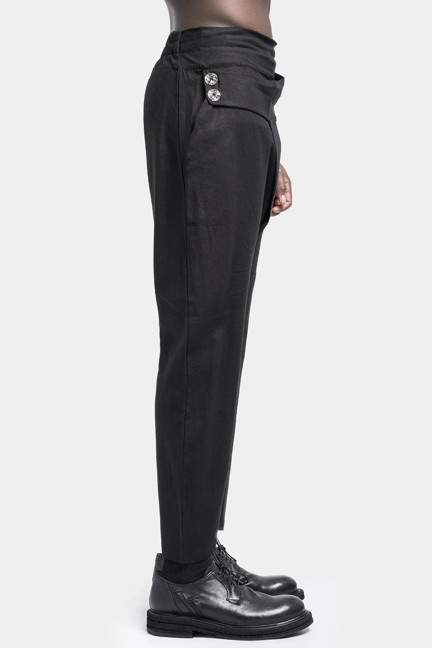 Linen blend cross over trousers