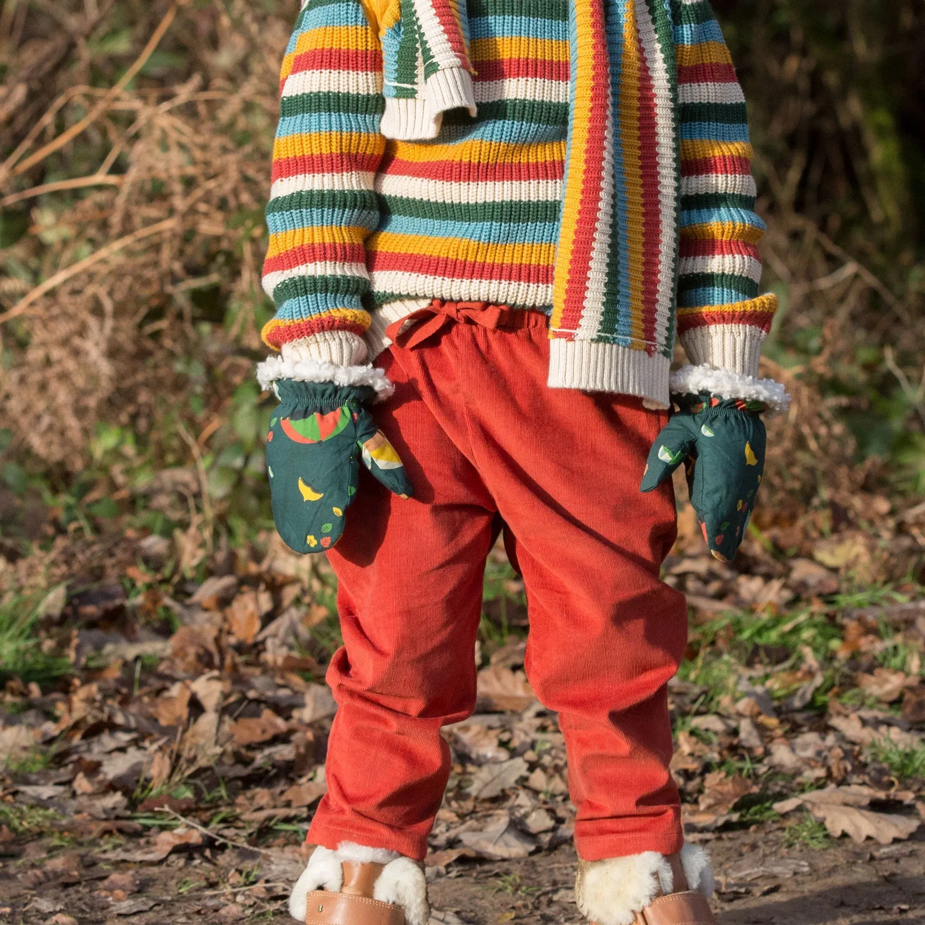 Little Green Radicals Burnt Red Corduroy Comfy Trousers