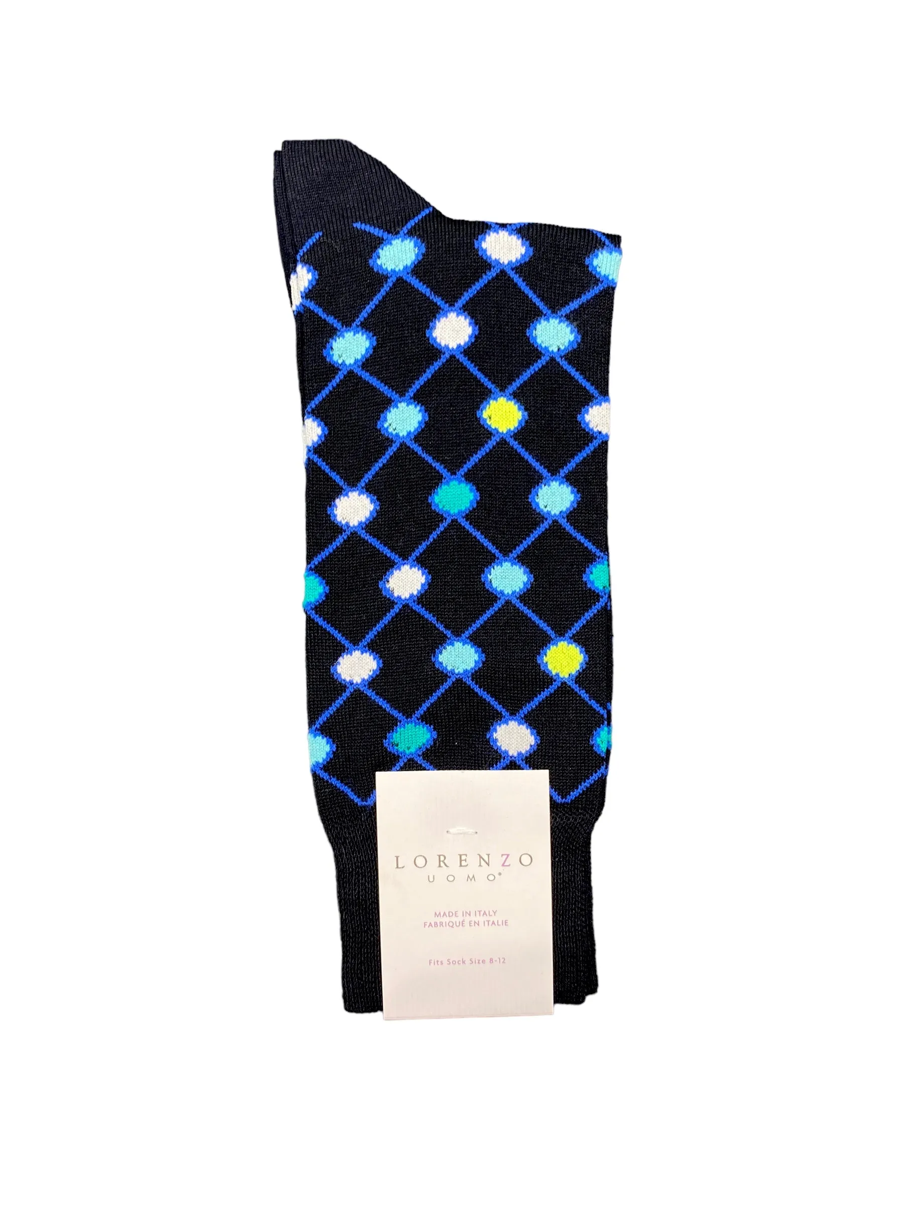 Lorenzo Uomo Socks - Dot Lattice - Navy