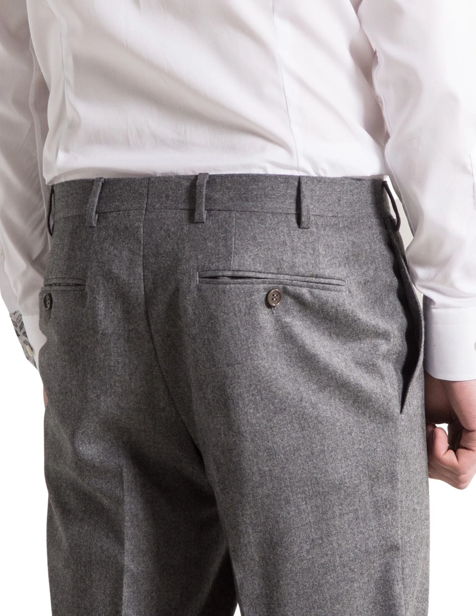 Luxury Wool Flannel Trousers | Light Grey