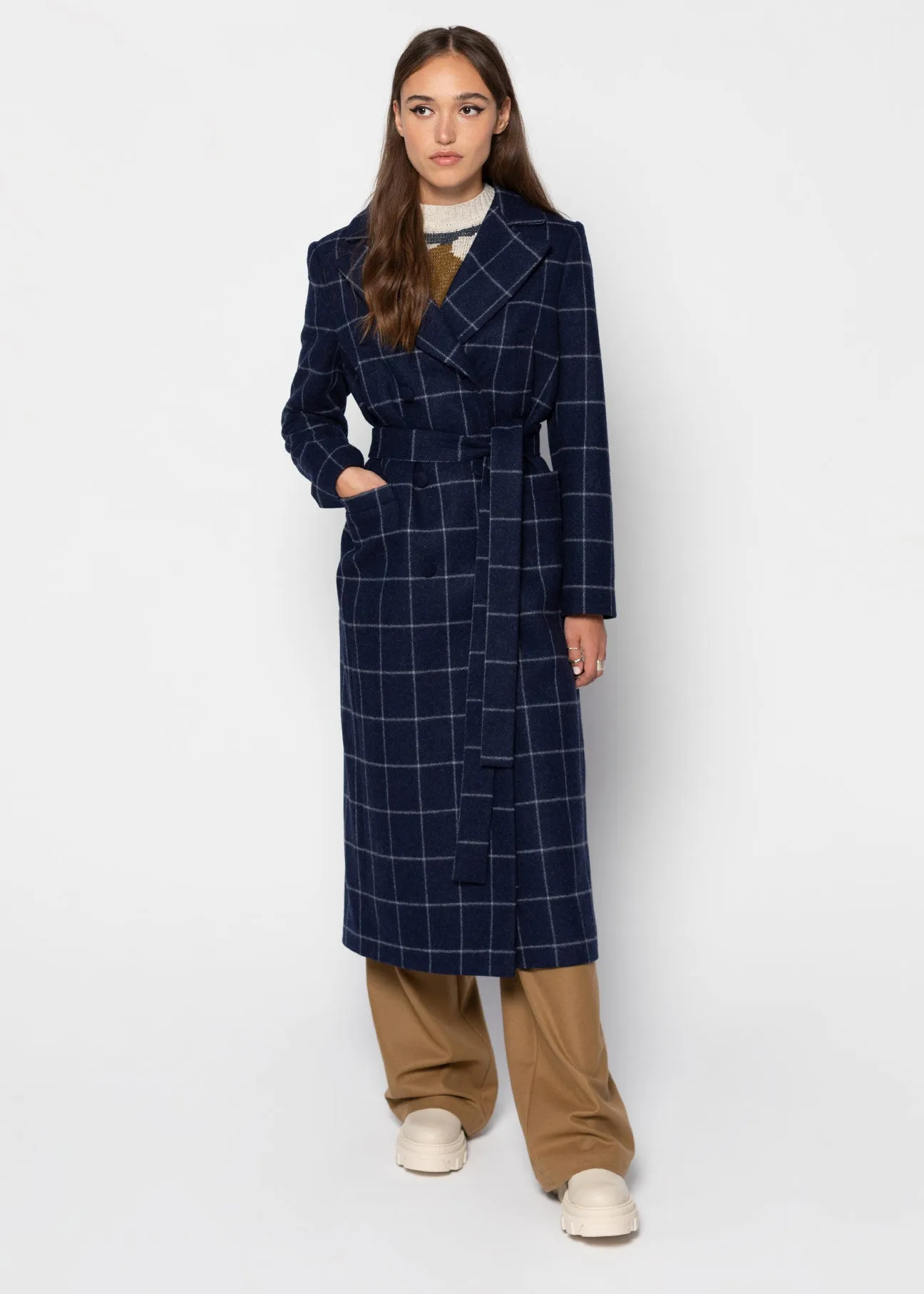 MAGIE Double Breasted Wool Coat - Blue