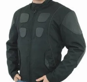 Mens Leather & Textile Motorcycle Jacket with Reflective Stripes