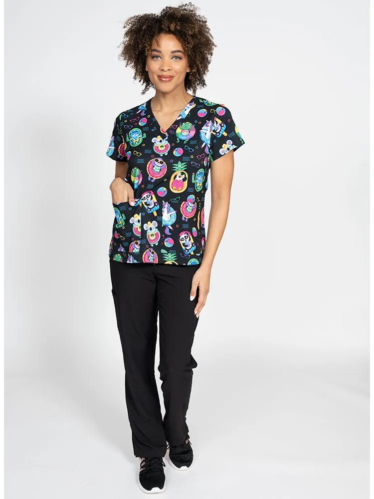 Meraki Sport Women's Print Scrub Top | Pool Party