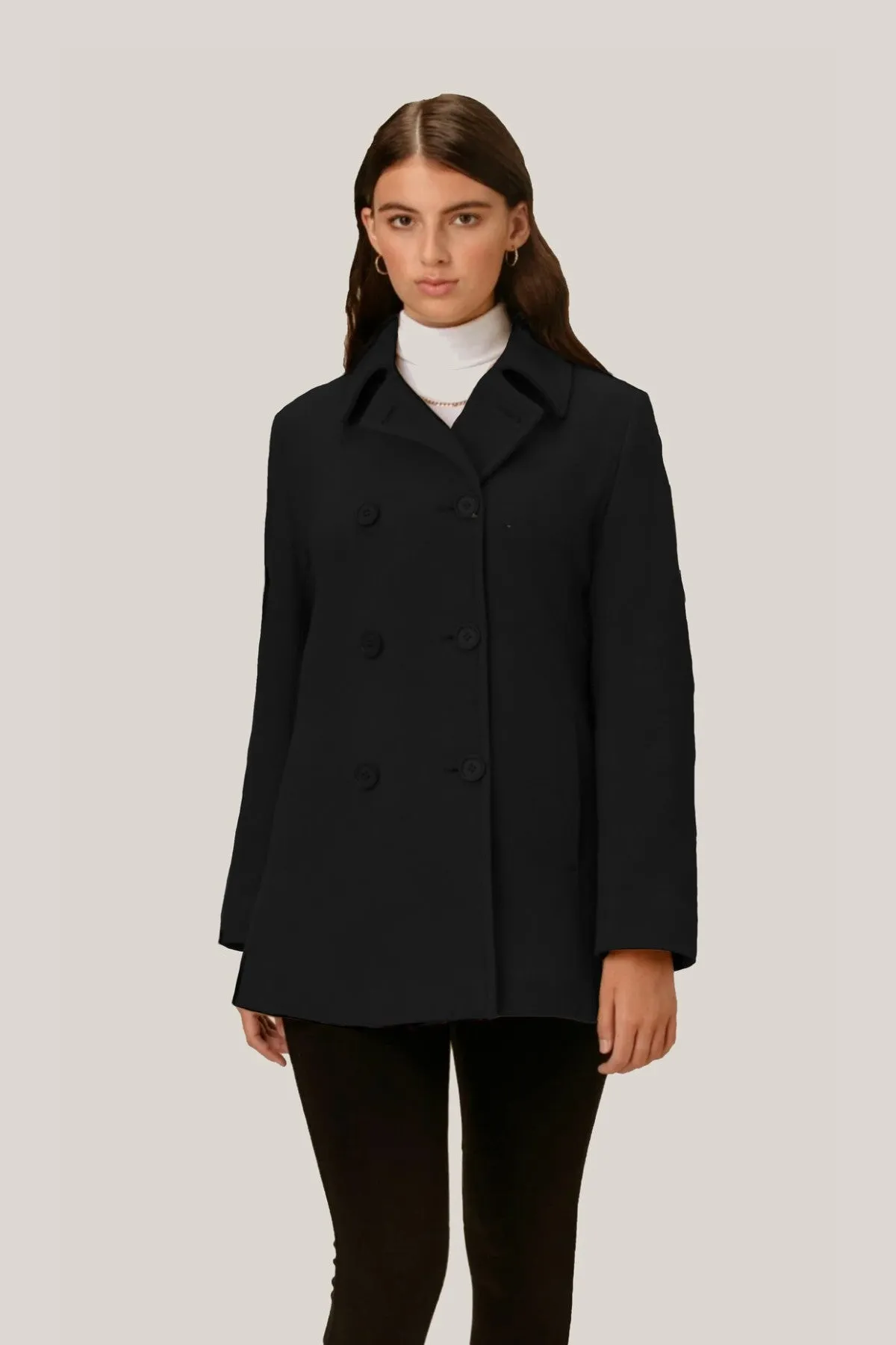 Cashmere Wool Molly Pea Coat 2141 with Cashmere Wool Blend Fabric