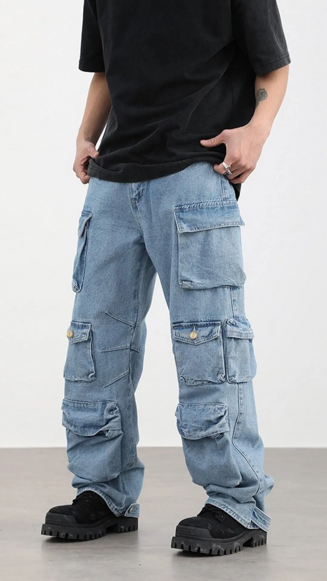 Multi Purpose Pocket Baggy Cargo Jeans