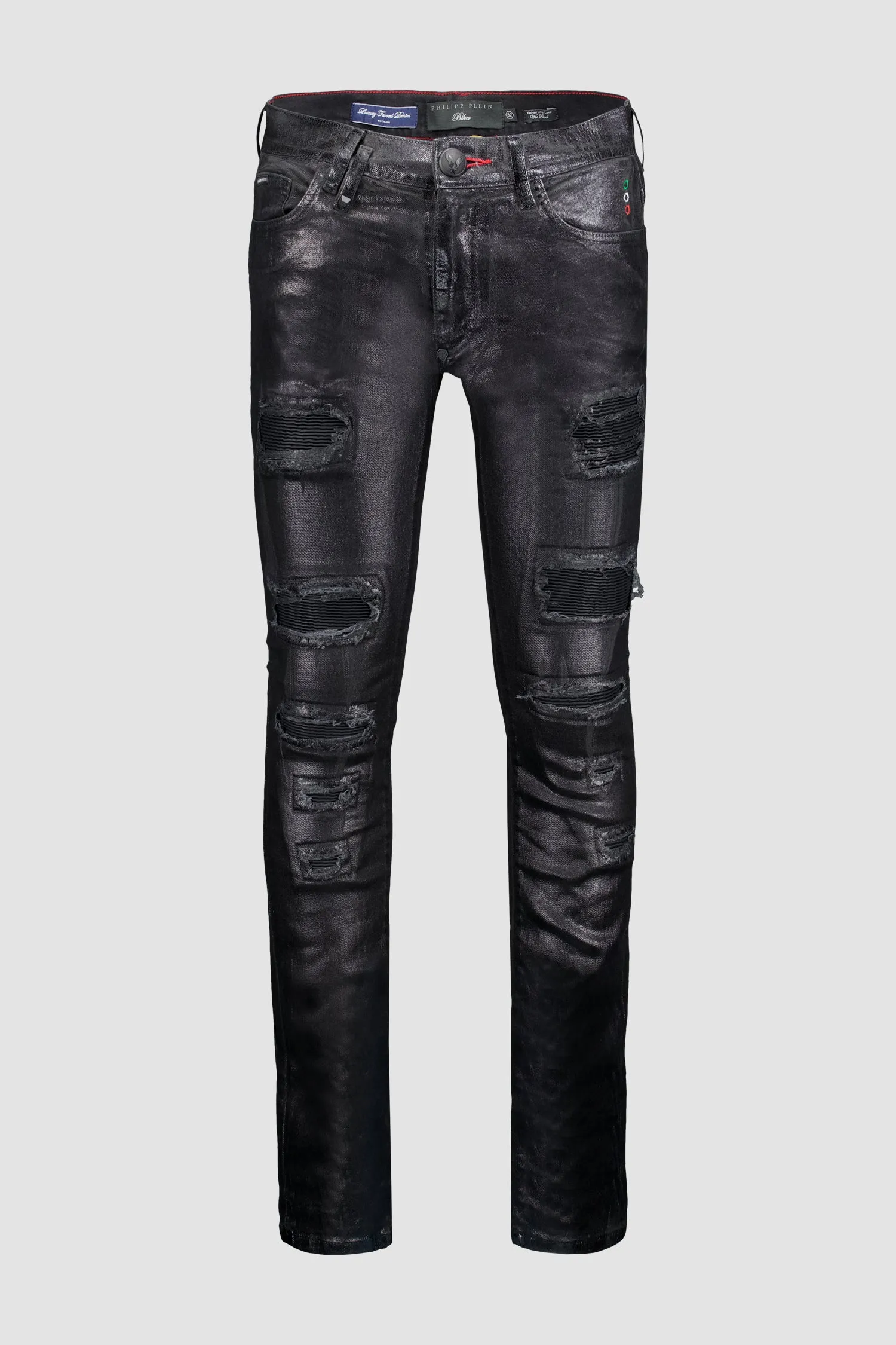 Philipp Plein Black Denim Biker Fit Trousers