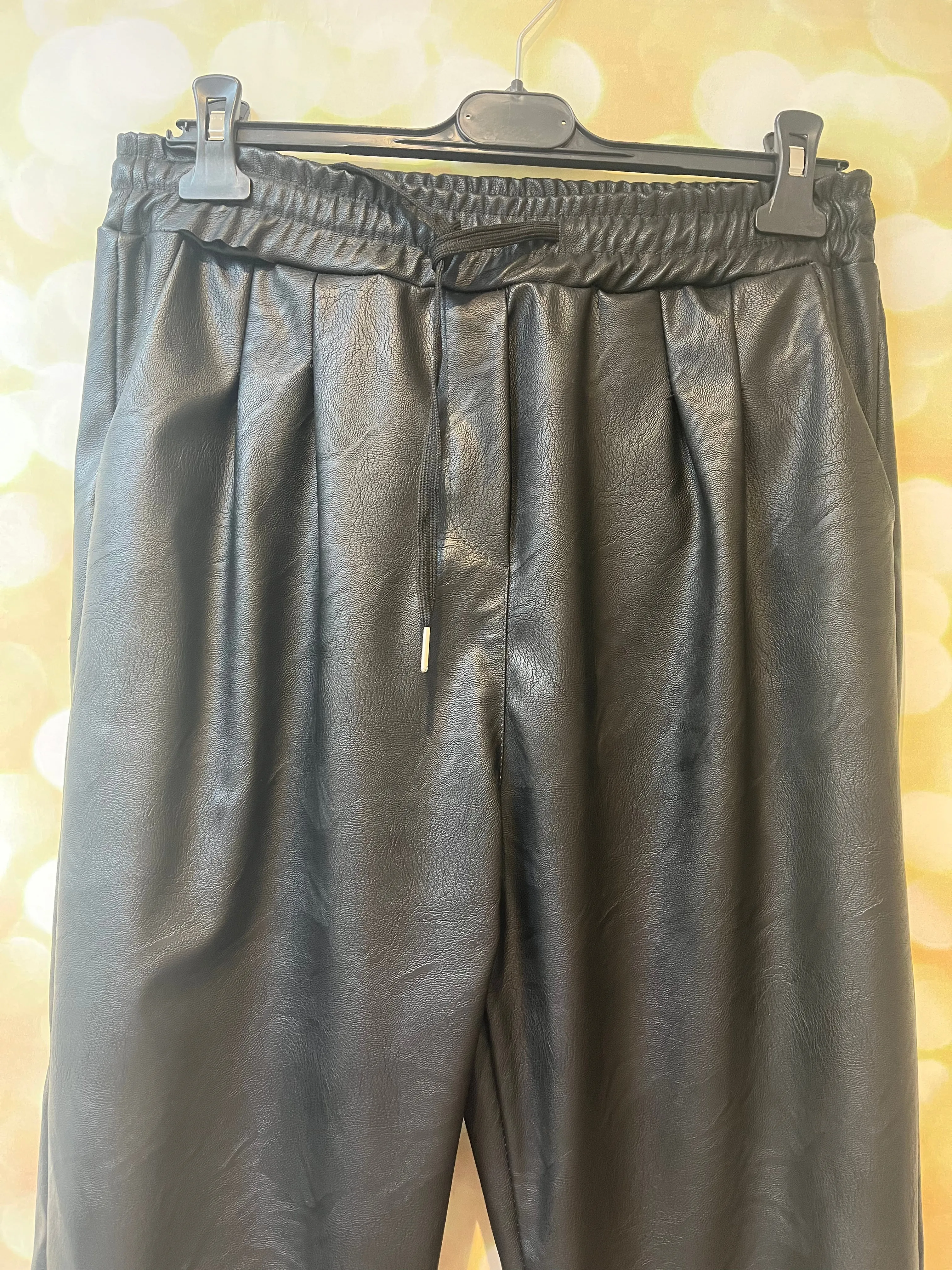 Pleather Front Pleat Trousers