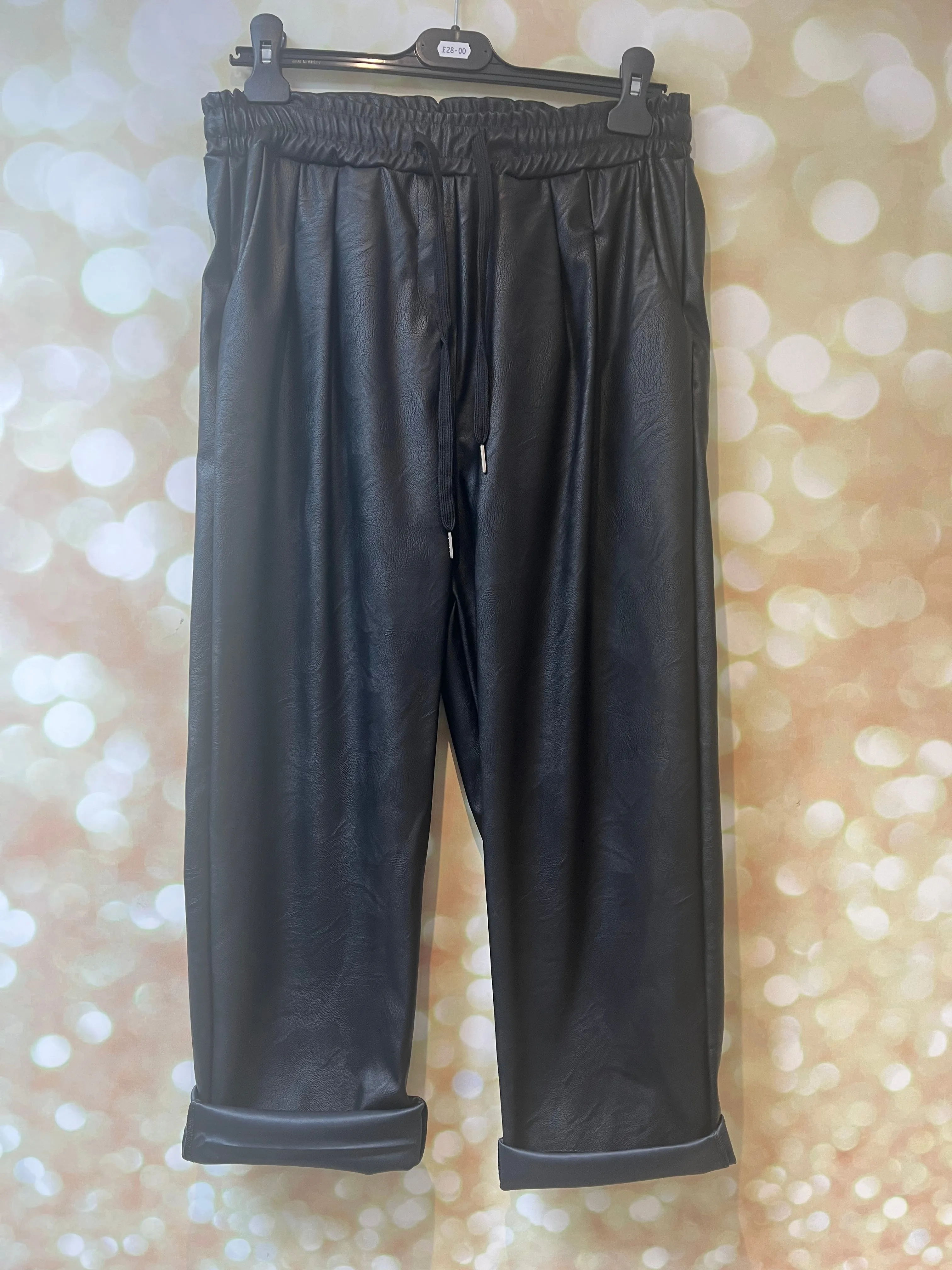 Pleather Front Pleat Trousers