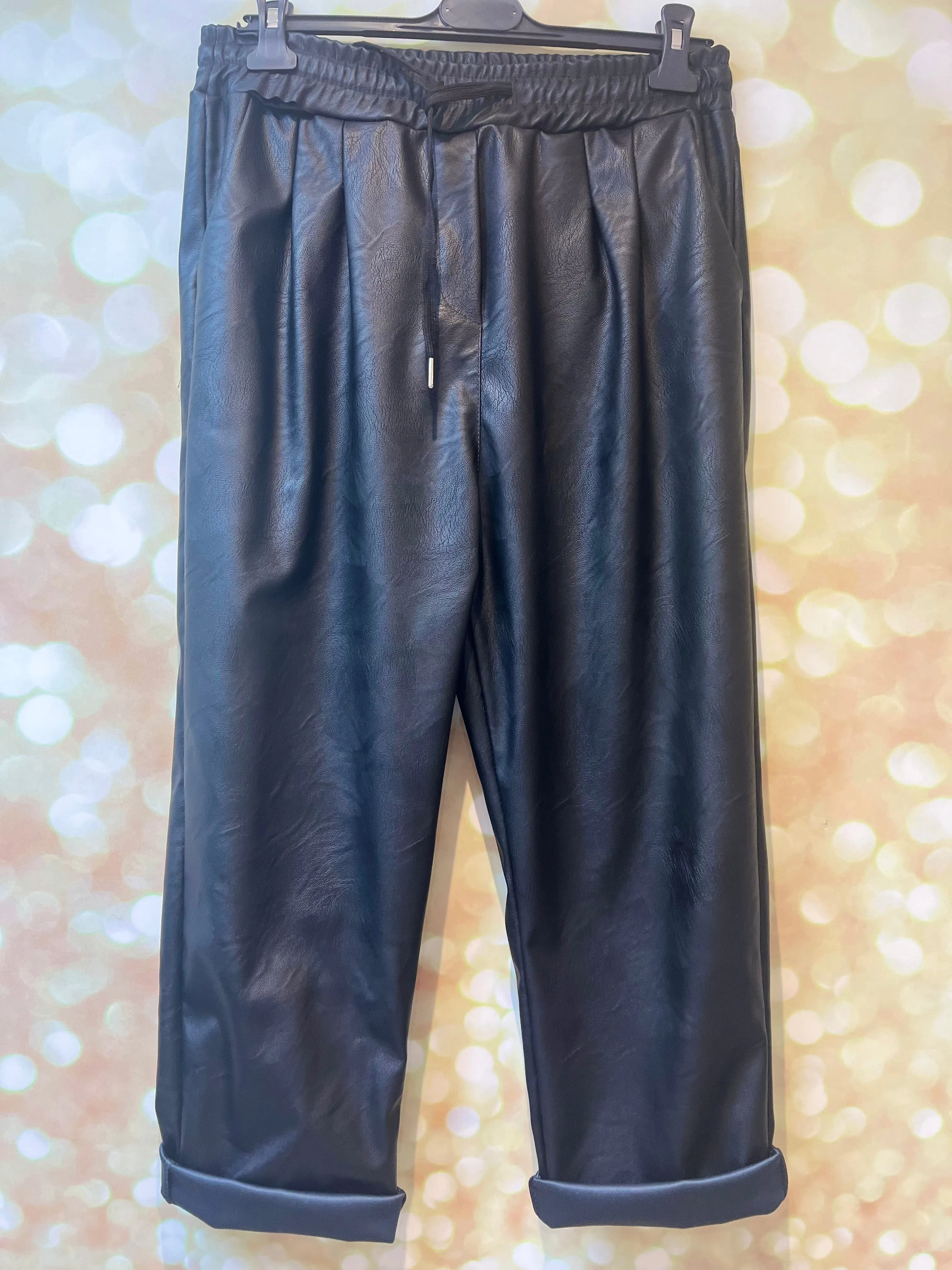 Pleather Front Pleat Trousers