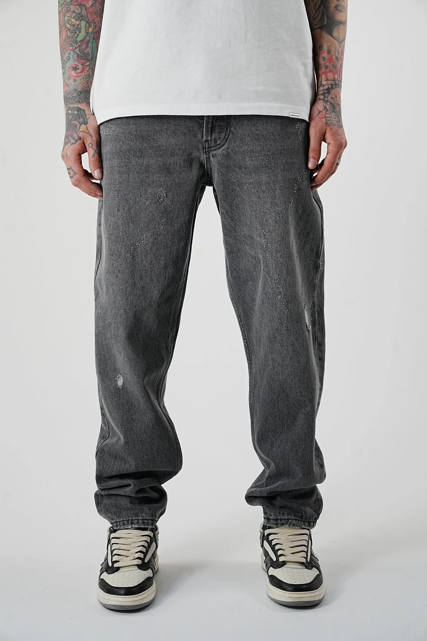 Premium Baggy Ripped Grey Jeans