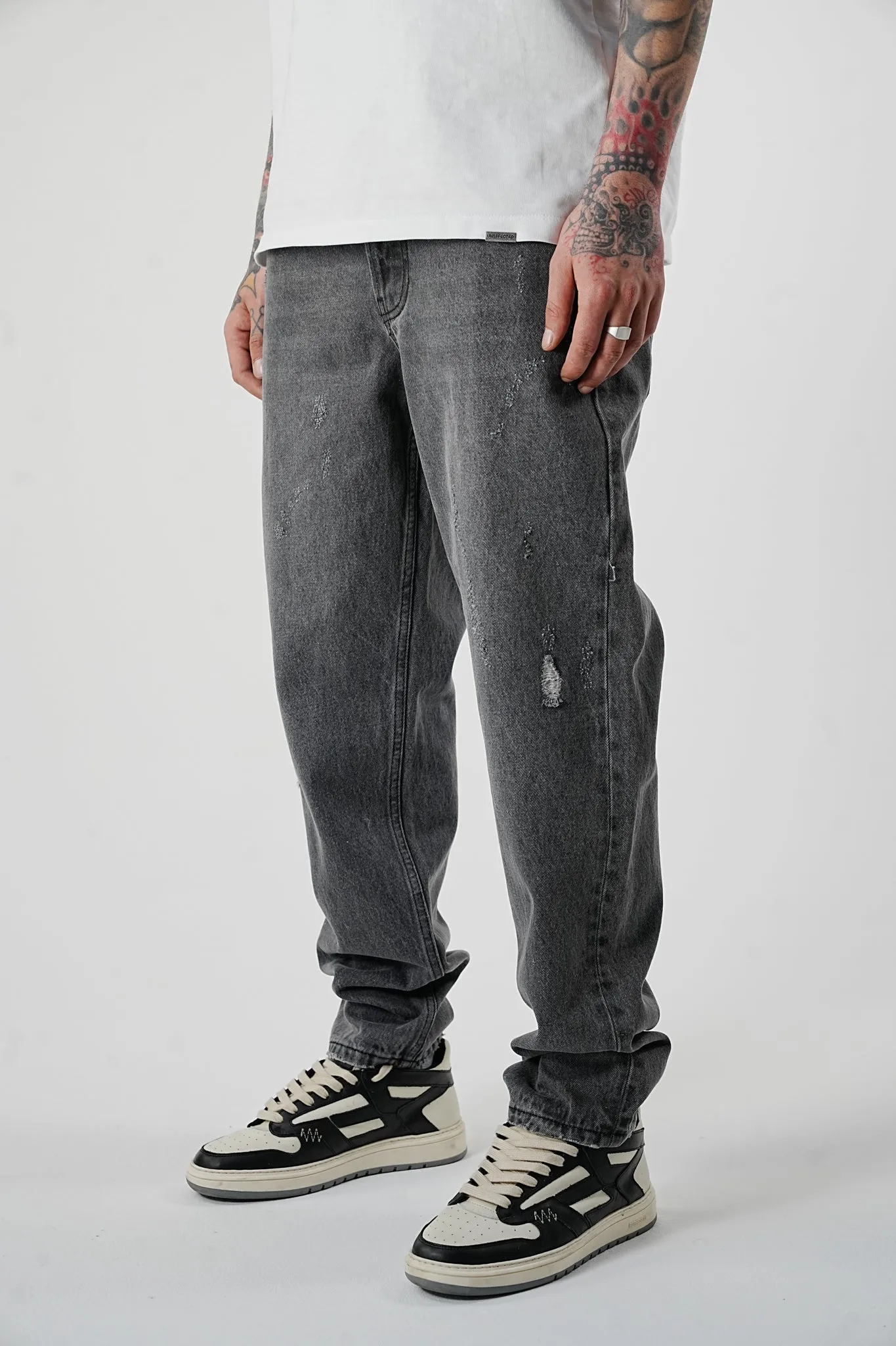 Premium Baggy Ripped Grey Jeans