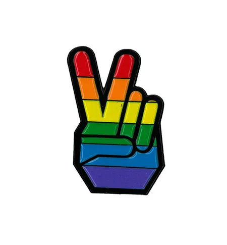 Rainbow Peace Fingers Enamel Pin