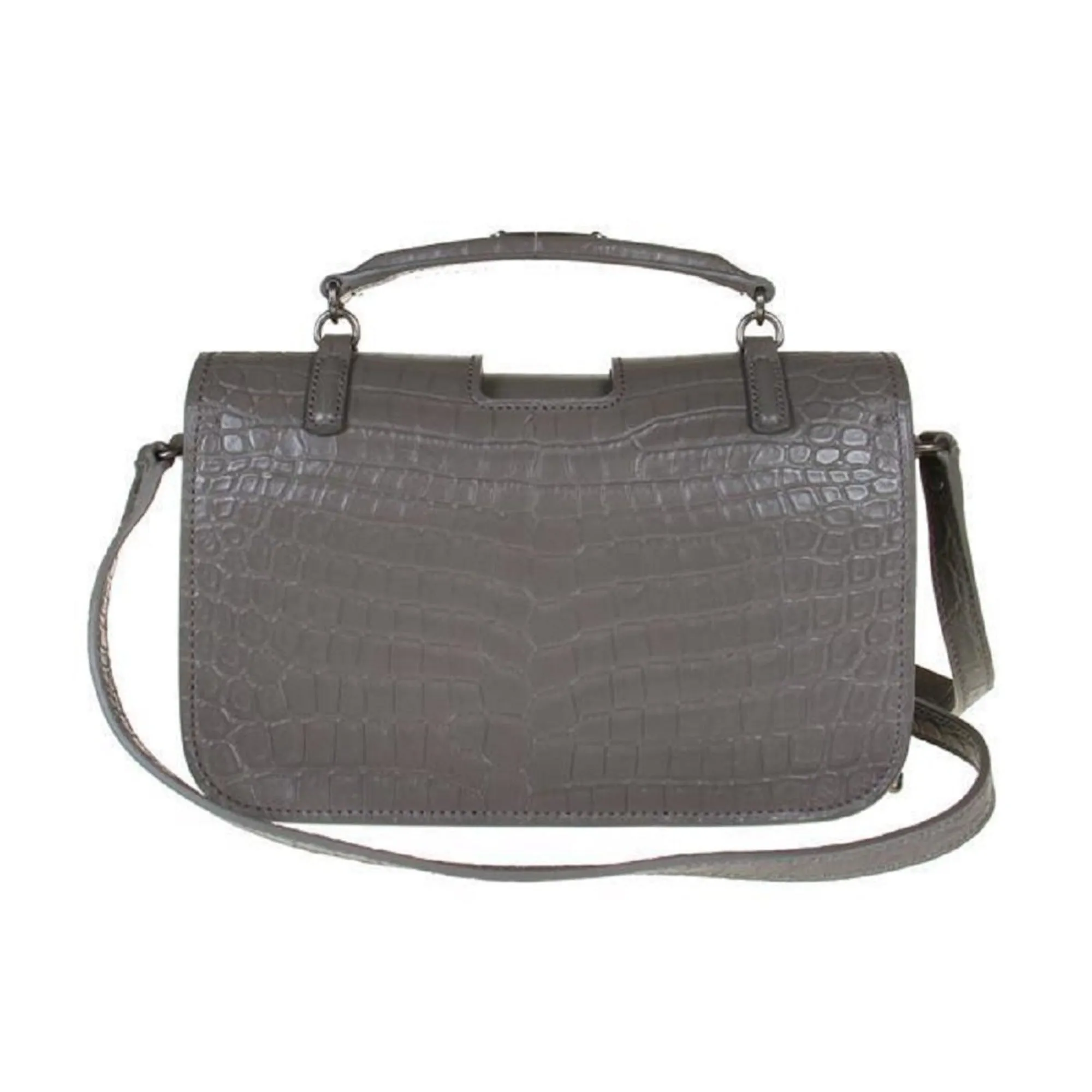 Saint Laurent Charlotte Crocodile Embossed Leather Grey Cross Body Bag