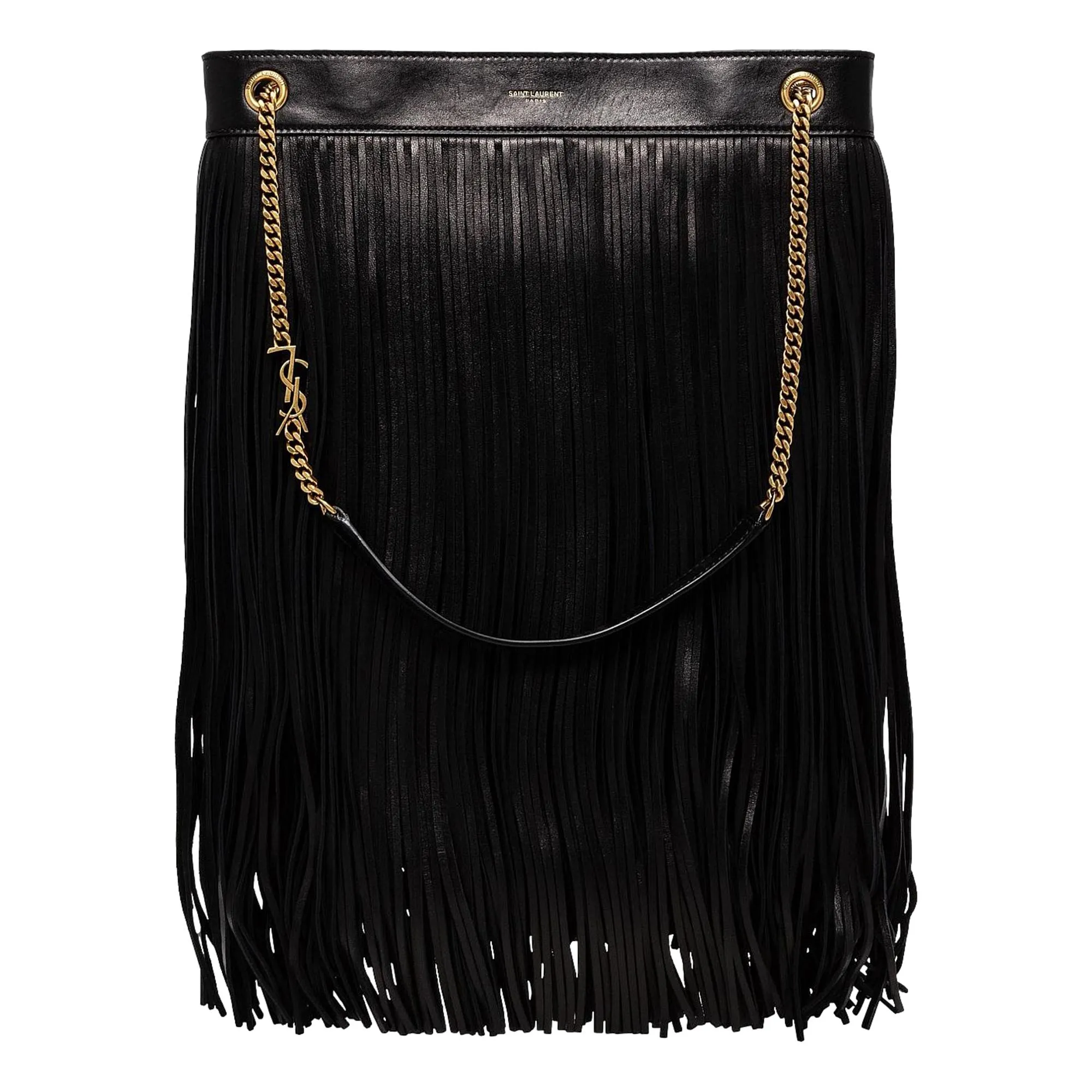 Saint Laurent Grace Black Tassel Leather Hobo Shoulder Bag