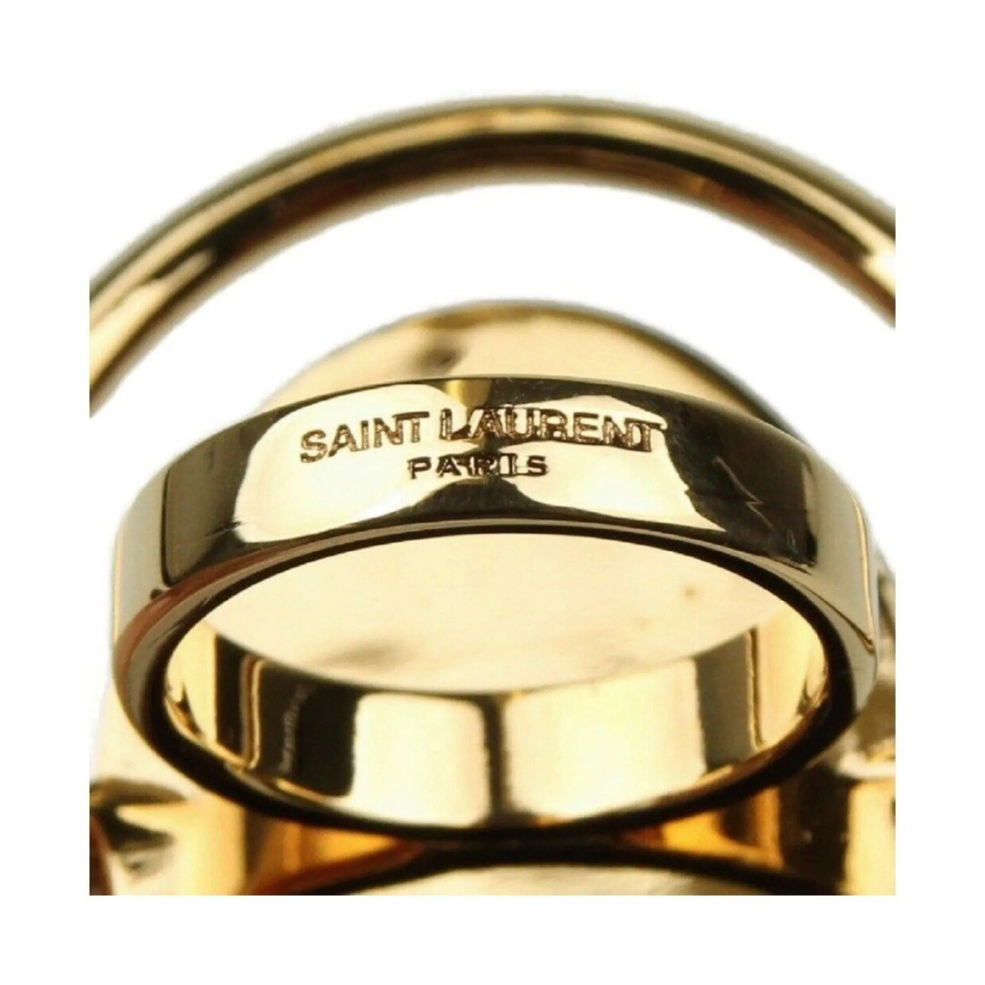 Saint Laurent Oval Brass Metal Circular Ring Size 6 Silver/Gold