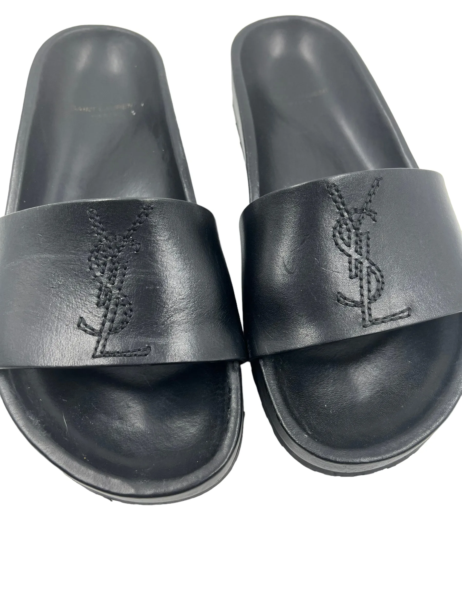 Saint Laurent Size 39 Black Jimmy Slides