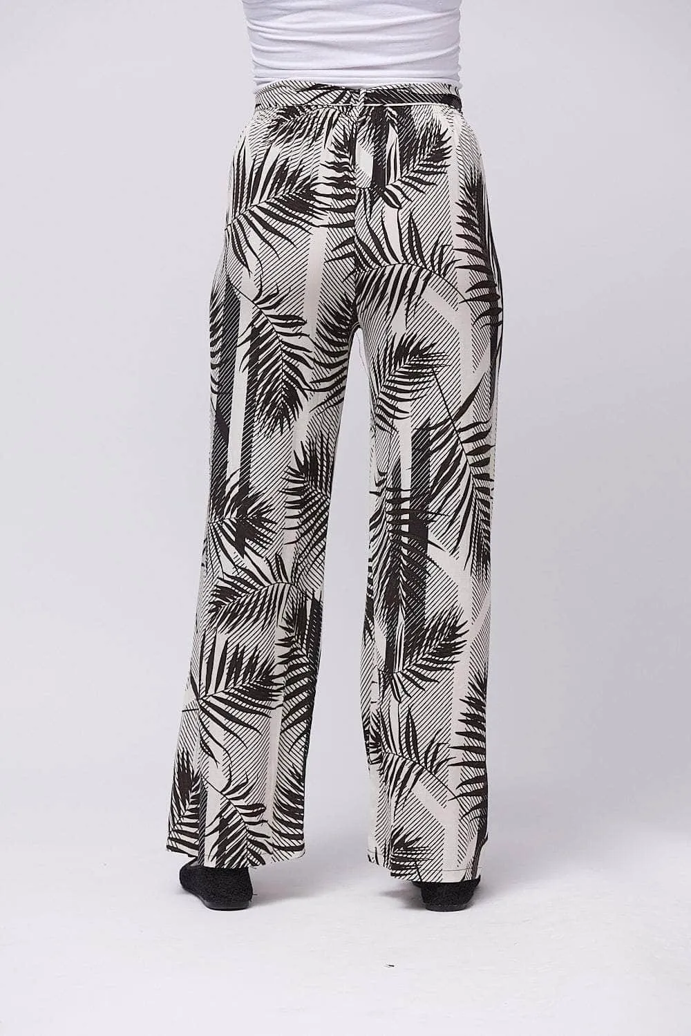 Saloos Palm Leaf Print Trousers with Belt