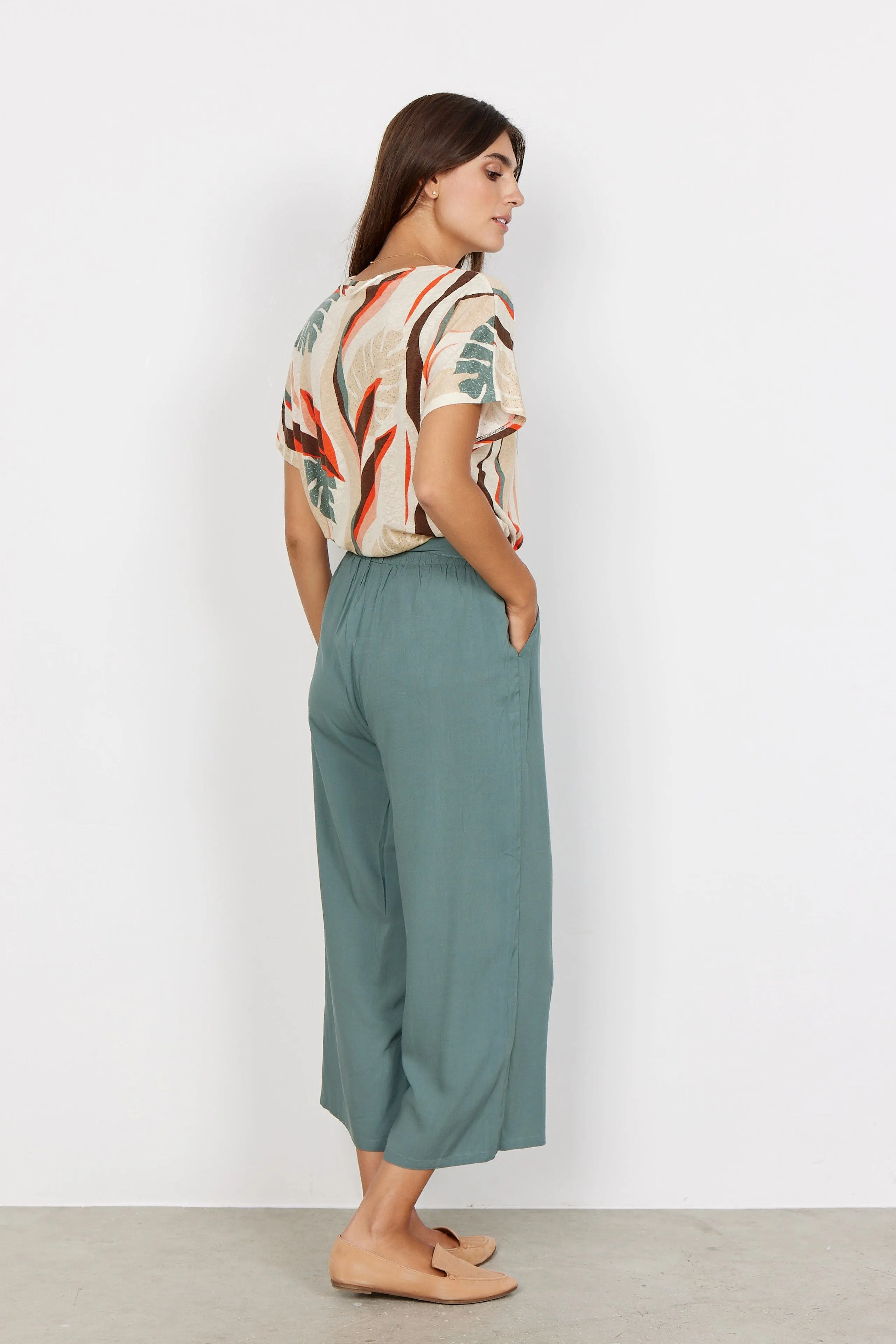 Soya Concept Cropped Trousers Shadow Green