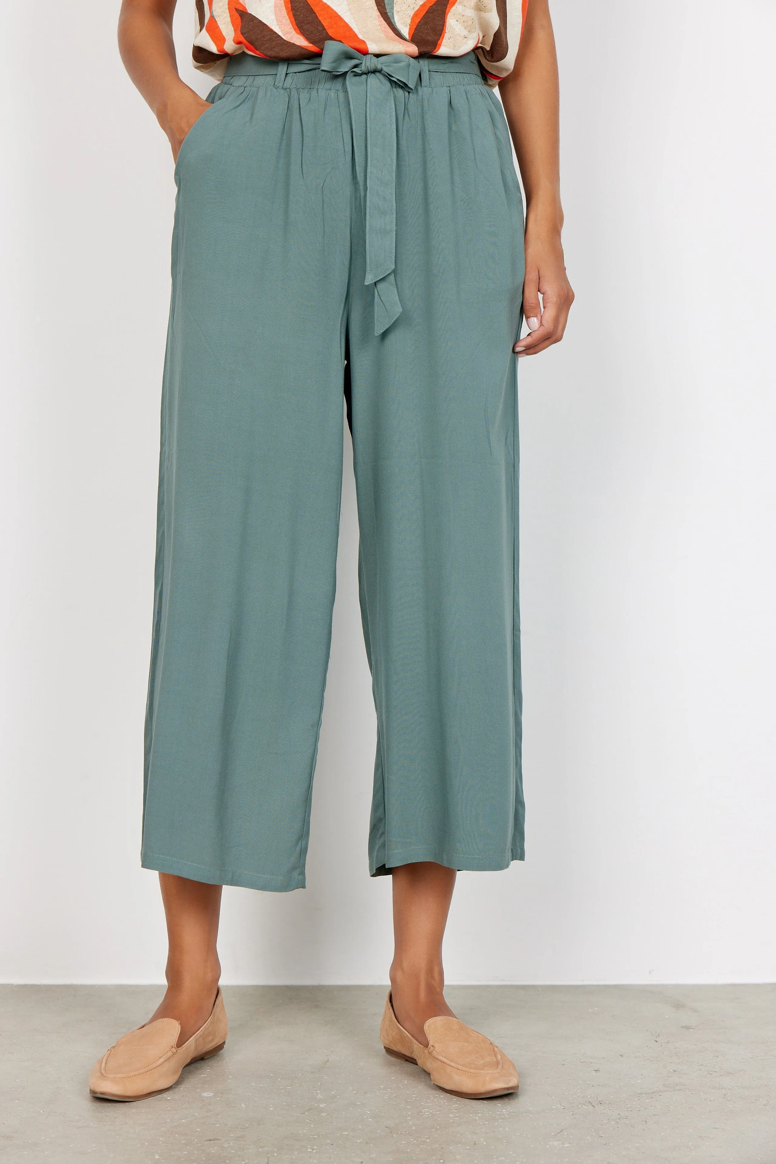 Soya Concept Cropped Trousers Shadow Green