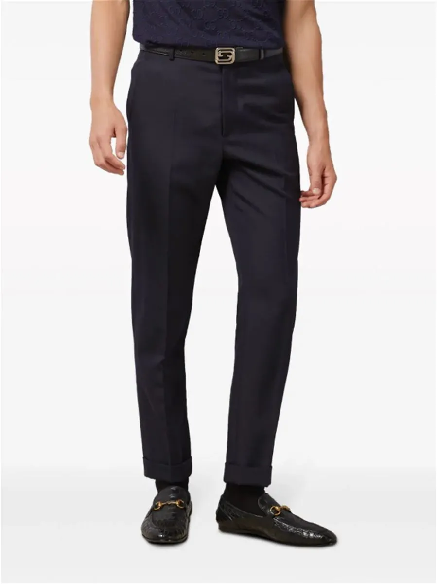 STRAIGHT-LEG WOOL TROUSERS